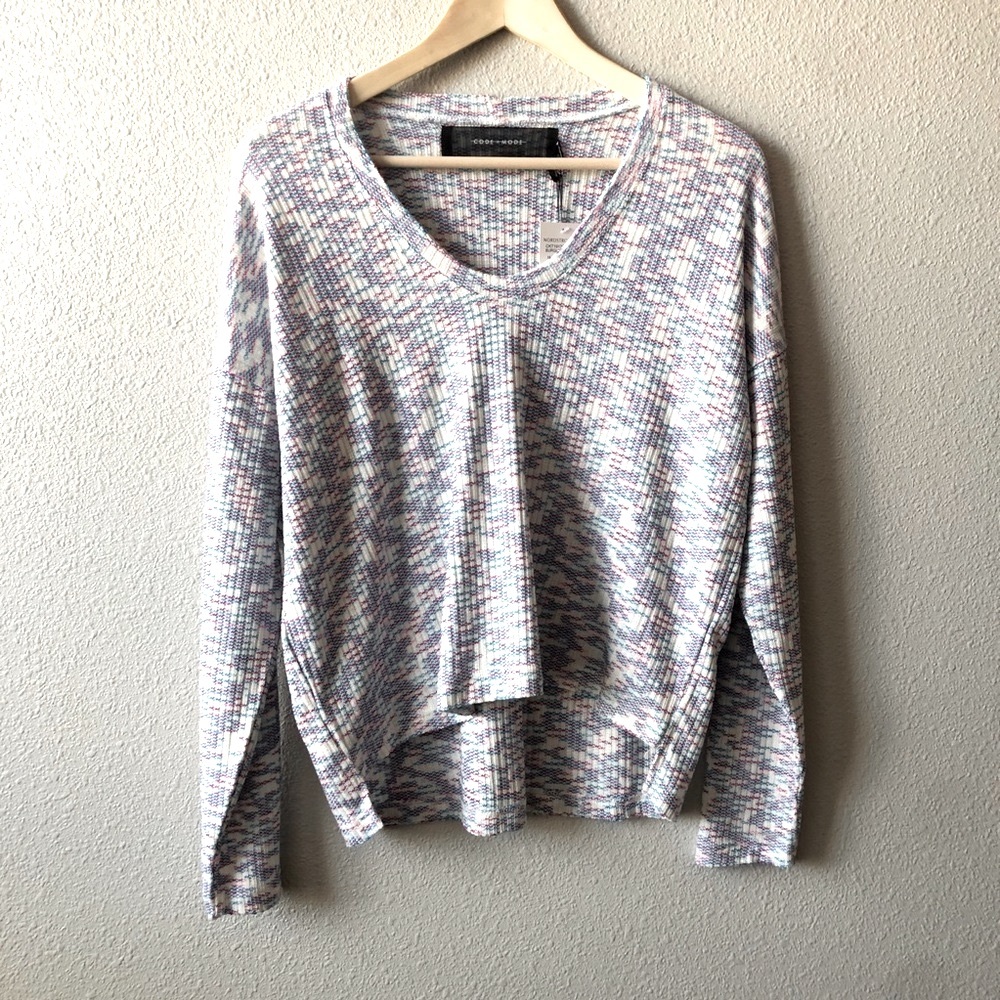 NEW Code x Mode Space Dye V-Neck Sweater Small Boho Effortlessly Cozy